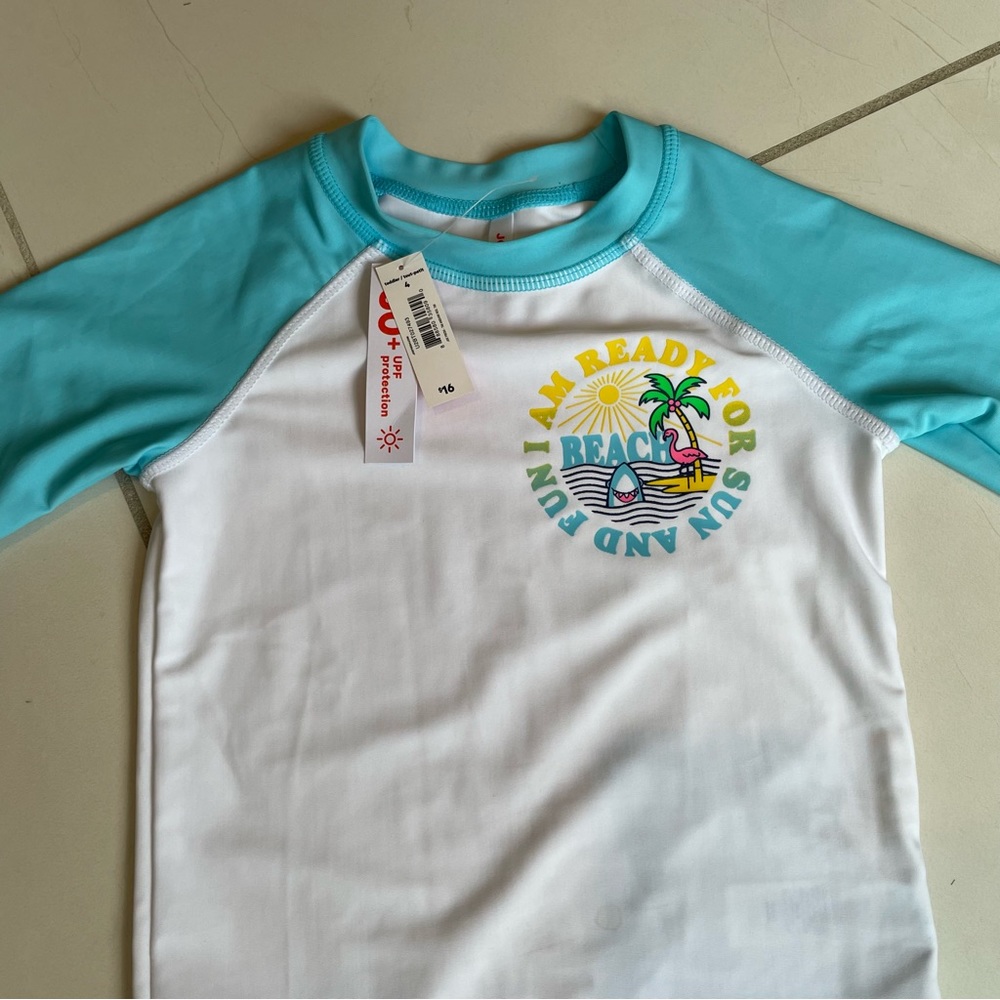 Joe Fresh 4T Short Sleeve Rash Guard in Blue/White